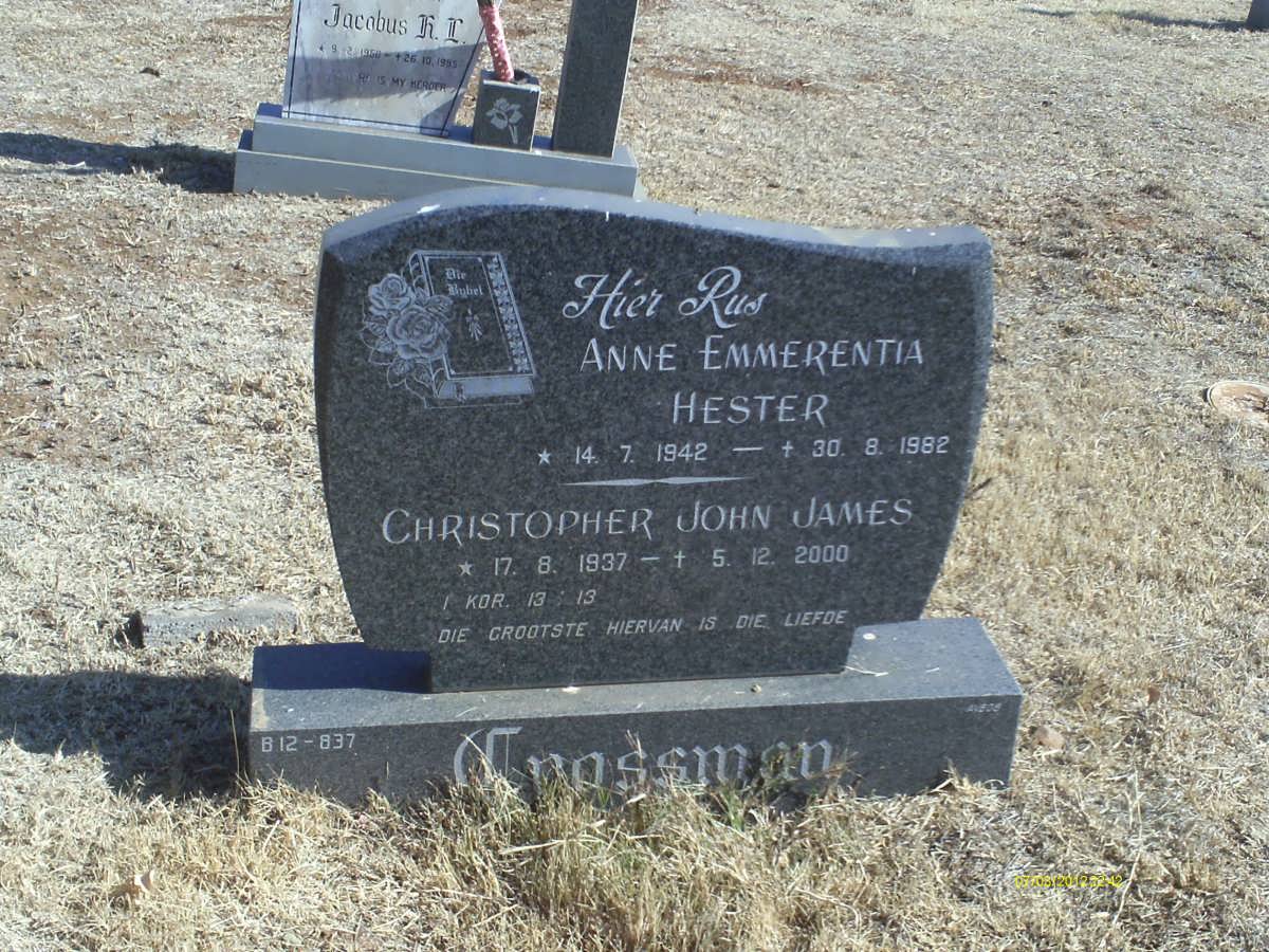 CROSSMAN Christopher John James 1937-2000 &amp; Anne Emmerentia Hester 1942-1982