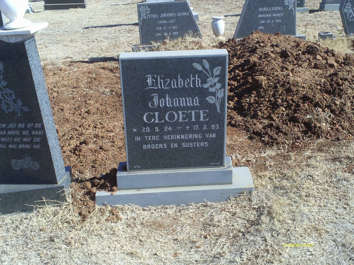 CLOETE Elizabeth Johanna 1924-1983
