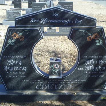 COETZEE Dirk Gustavus 1903-1988 &amp; Martha MYNHARDT 1908-1990