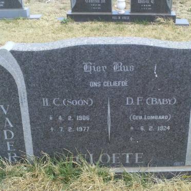 CLOETE H.C. 1906-1977 &amp; D.F. LOMBARD 1924-