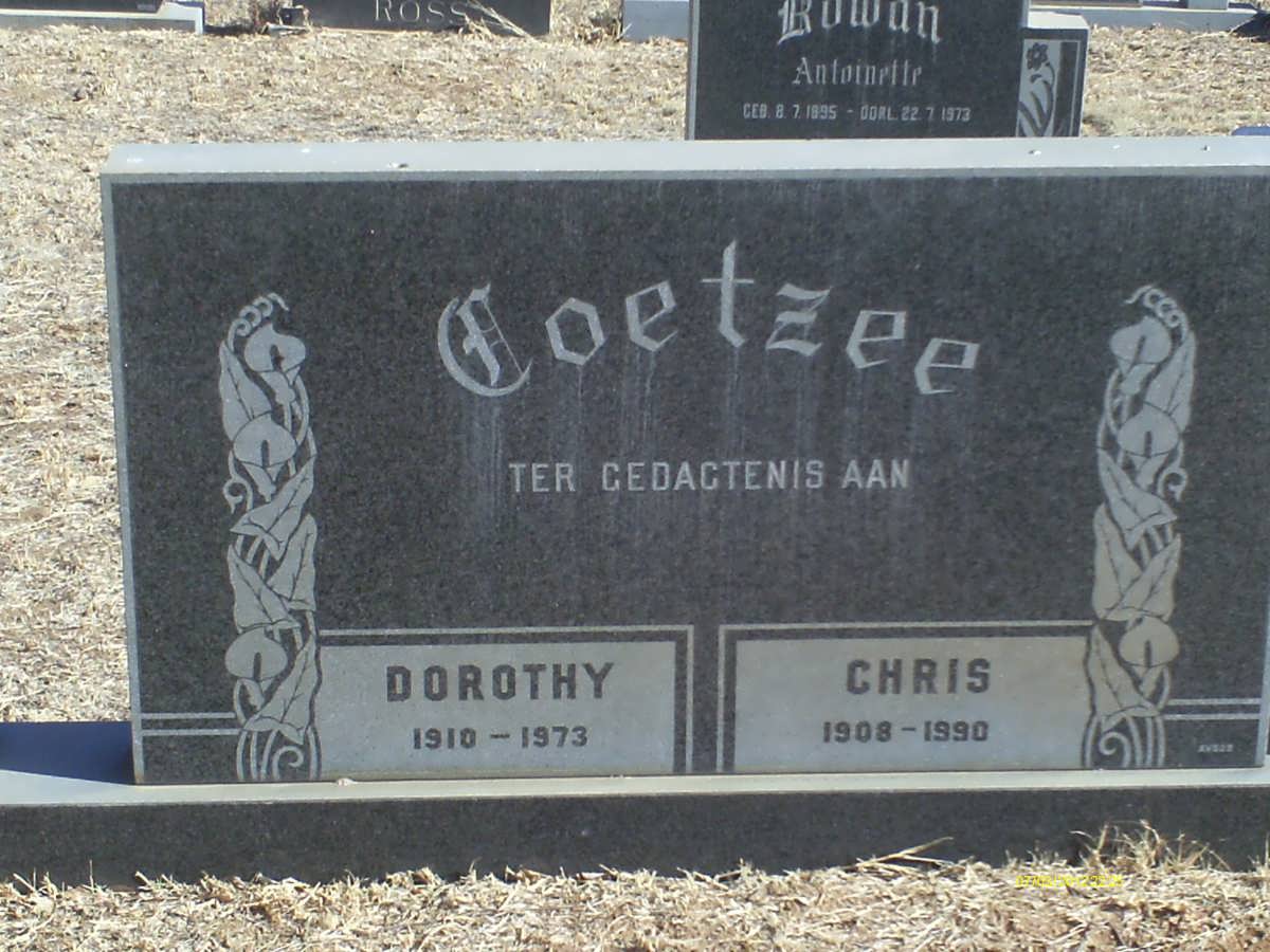 COETZEE Chris 1908-1990 &amp; Dorothy 1910-1973