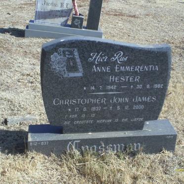 CROSSMAN Christopher John James 1937-2000 &amp; Anne Emmerentia Hester 1942-1982