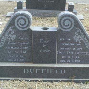 DUFFIELD Paul P.A. 1913-1989 &amp; Alida J.M. 1914-1974