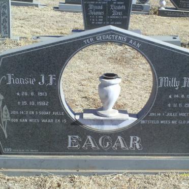 EAGAR Hansie J.F. 1913-1982 &amp; Milly M.M. 1922-1994