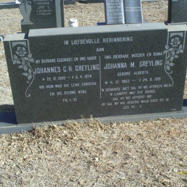 GREYLING Johannes C.H. 1900-1974 &amp; Johanna M. ALBERTS 1903-1991