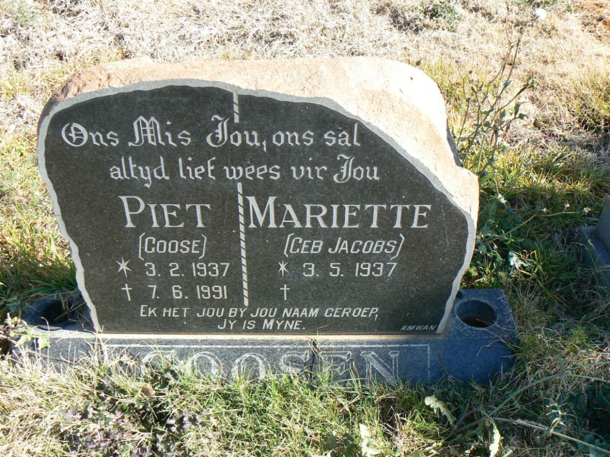 GOOSEN Piet 1937-1991 &amp; Mariette JACOBS 1937-
