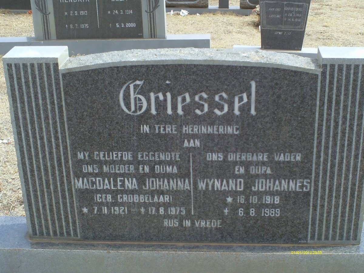 GRIESSEL Wynand Johannes 1918-1989 &amp; Magdalena Johanna GROBBELAAR 1921-1975