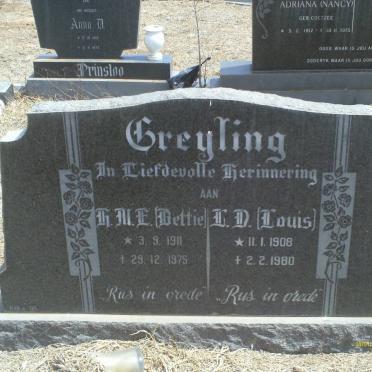 GREYLING L.D. 1908-1980 &amp; H.M.E. 1911-1973