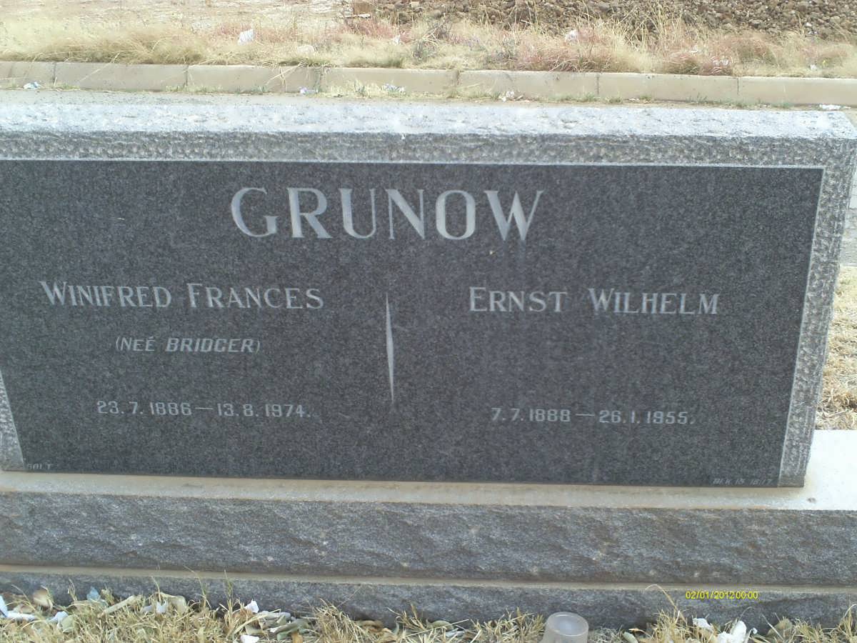 GRUNOW Ernst Wilhelm 1888-1955 &amp; Winifred Frances BRIDGER 1886-1974