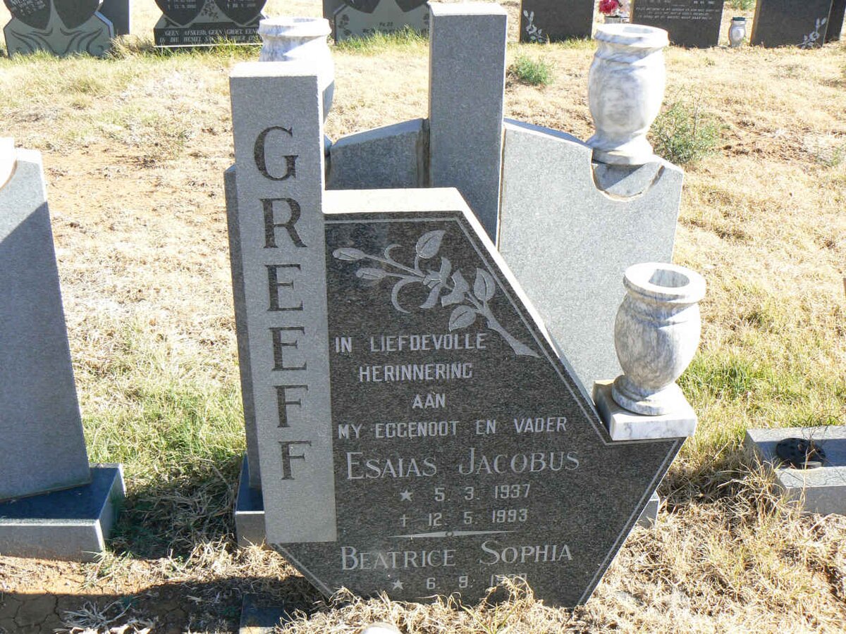 GREEFF Esaias Jacobus 1937-1993 &amp; Beatrice Sophia 19?9-