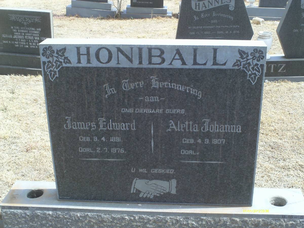 HONIBALL James Edward 1891-1976 &amp; Aletta Johanna 1907-