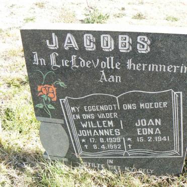 JACOBS Willem Johannes 1939-1992 &amp; Joan Edna 1941-
