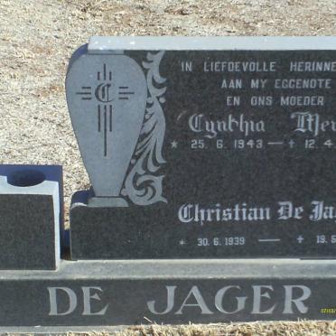 JAGER Christian, de 1939-2008 &amp; Cynthia Merle 1943-1986