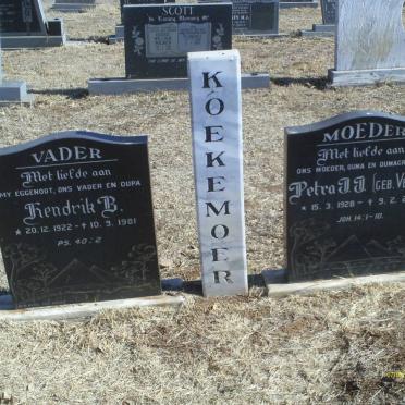 KOEKEMOER Hendrik B. 1922-1981 &amp; Petra J.J. VENTER 1928-2005