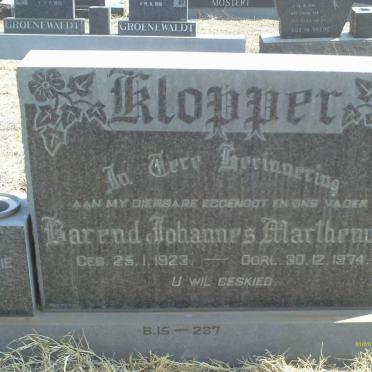 KLOPPER Barend Johannes Marthenus 1923-1974
