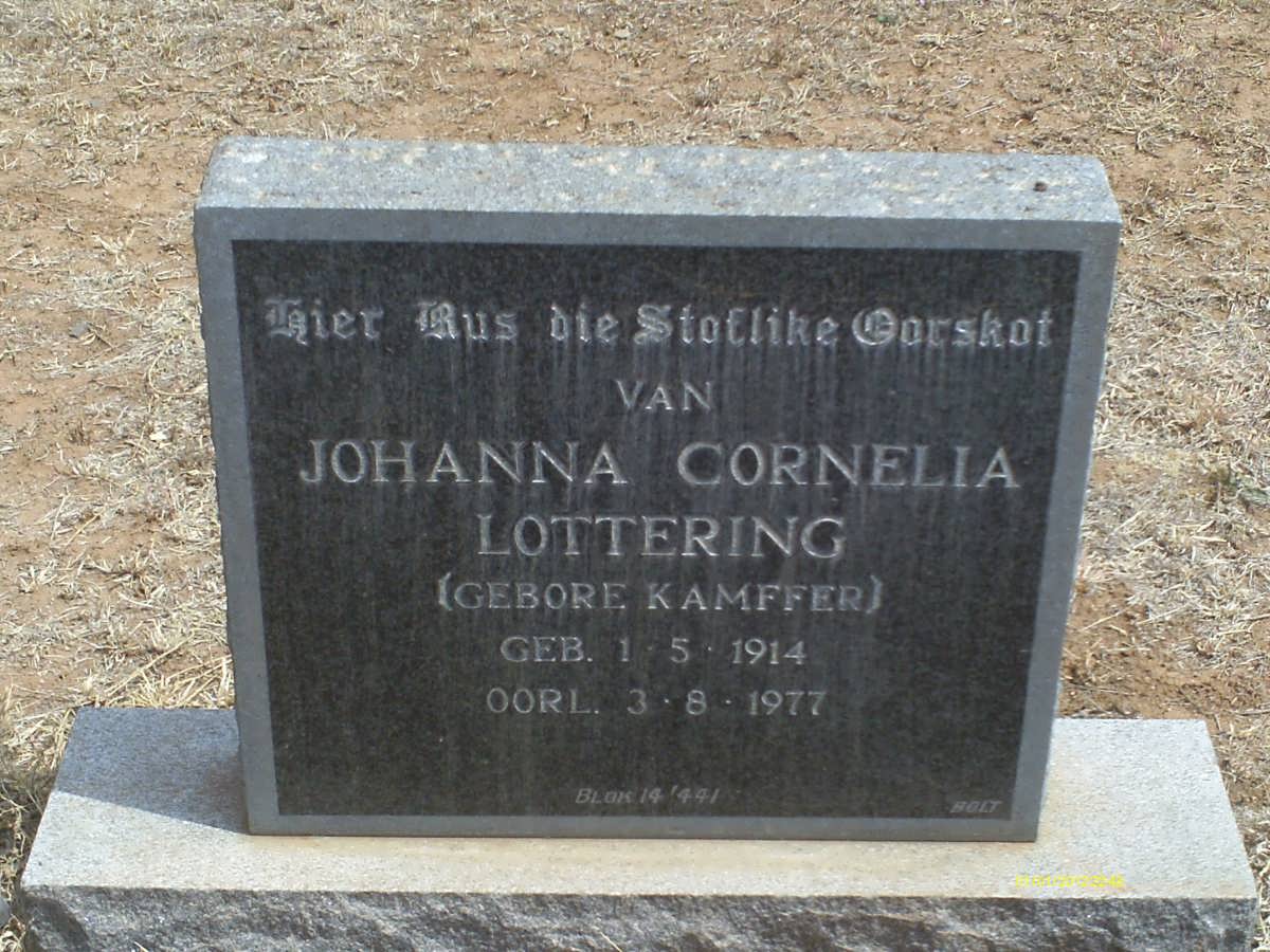 LOTTERING Johanna Cornelia nee KAMFFER 1914-1977