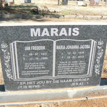 MARAIS Jan Frederik 1931-1990 &amp; Maria Johanna Jacoba 1935-2013