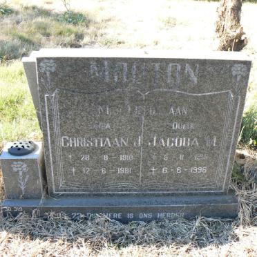 MOUTON Christiaan J. 1910-1991 &amp; Jacoba M. 191?-1996