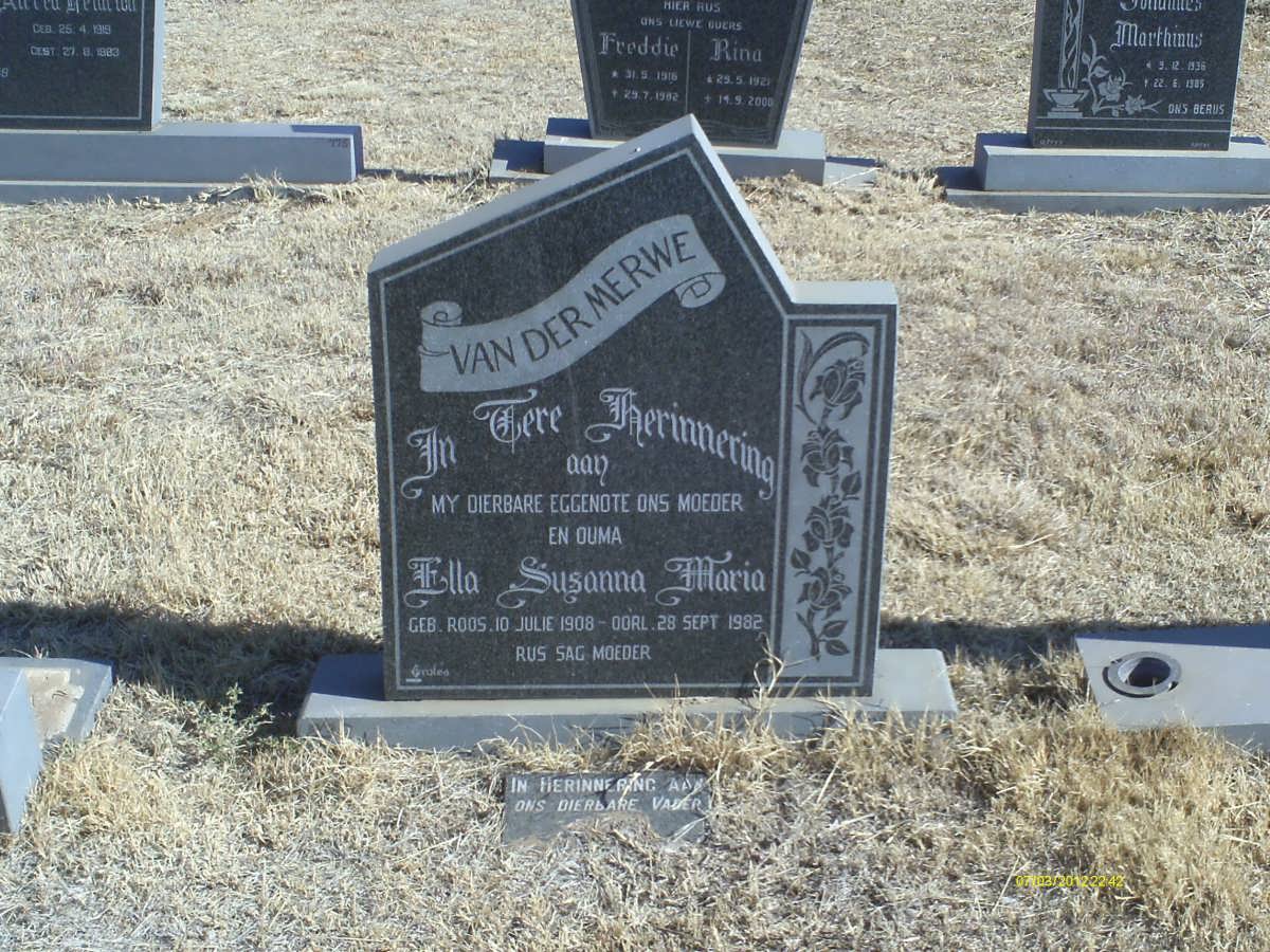 MERWE Ella Susanna Maria, van der 1908-1982