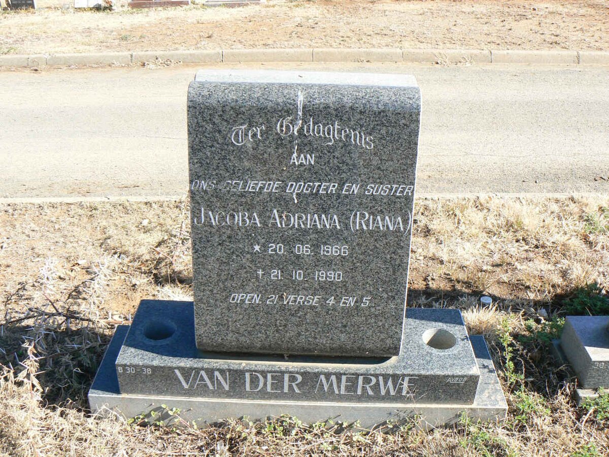 MERWE Jacoba Adriana, van der 1966-1990