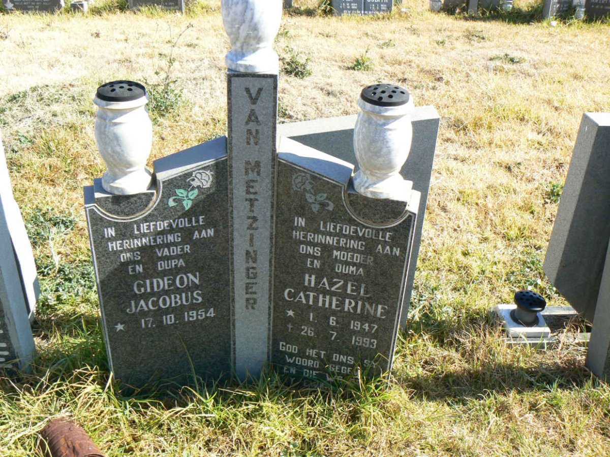 METZINGER Gideon Jacobus, van 1954- &amp; Hazel Catherine 1947-1993