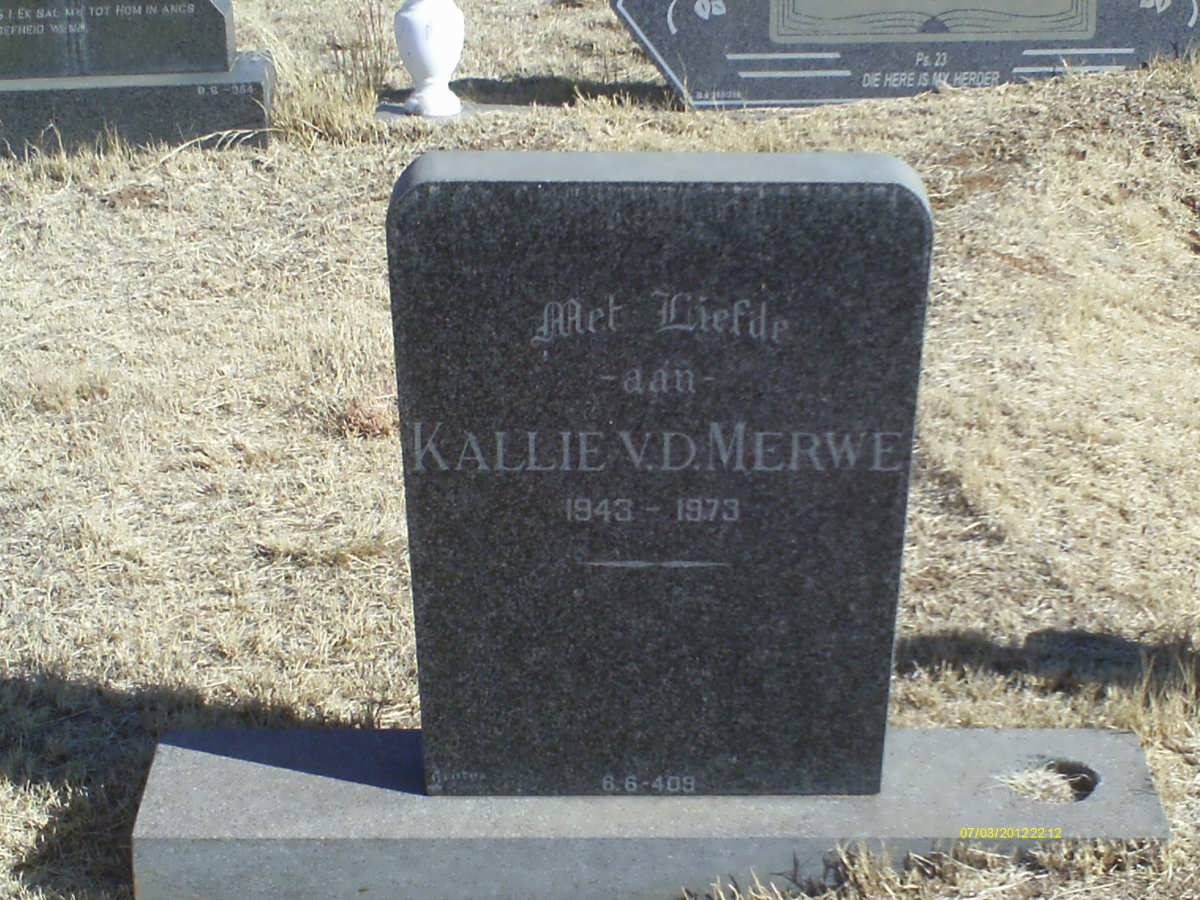MERWE Kallie, van der 1943-1973