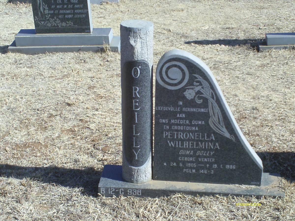 O’REILLY Petronella Wilhelmina nee VENTER 1905-1986
