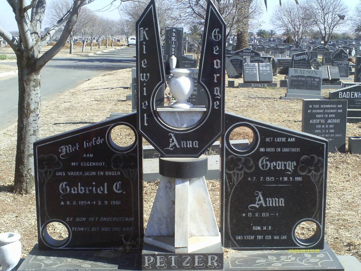 PETZER Gabriel C. 1954-1981 :: PETZER George 1925-1986 &amp; Anna 1931-