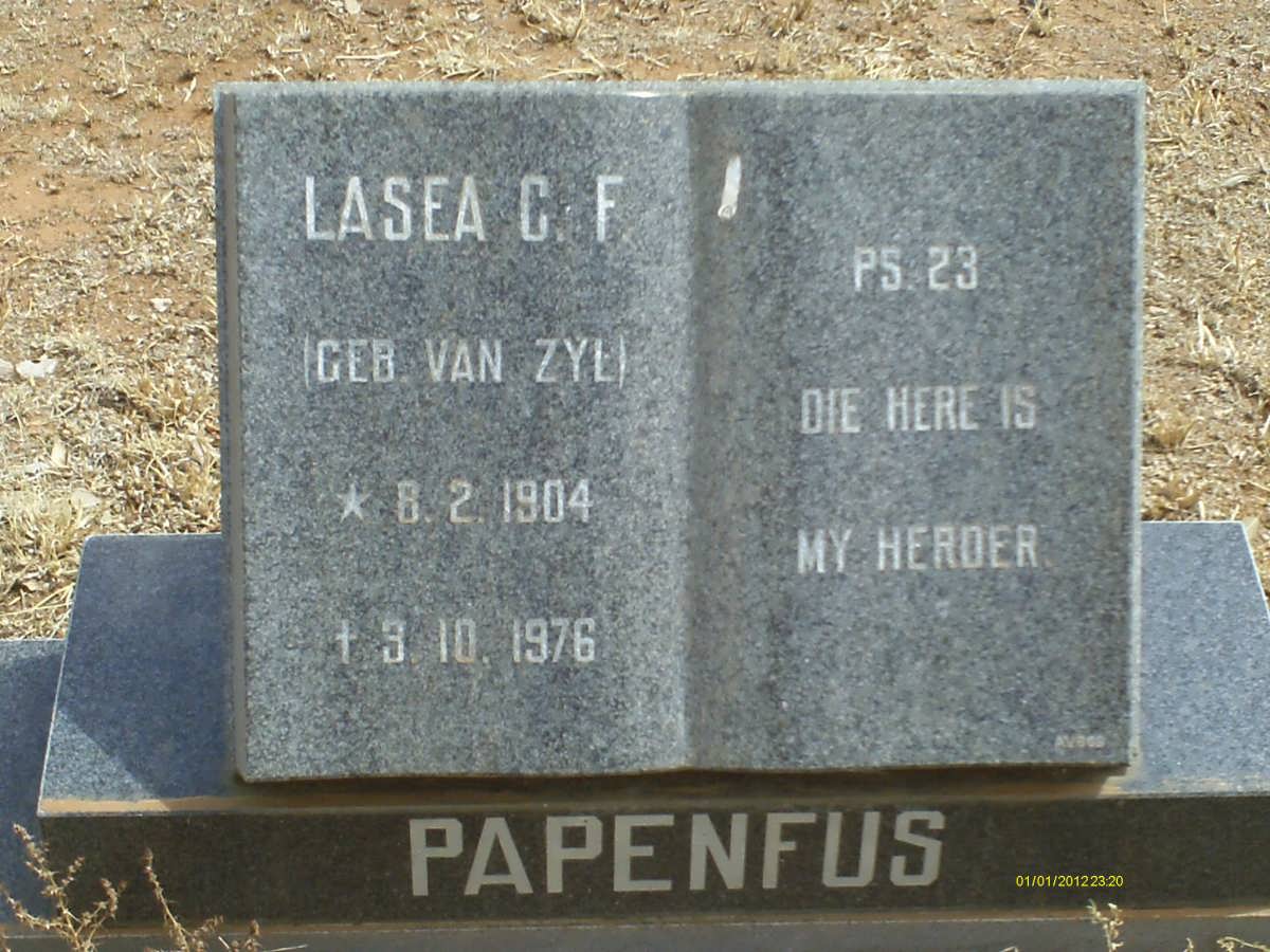 PAPENFUS Lasea C.F. nee VAN ZYL 1904-1976