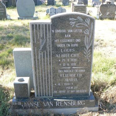RENSBURG Louis Albrecht, Janse van 1939-1991 &amp; Elizabeth Maria 1939-