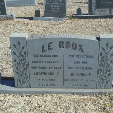 ROUX Lodewikus T., le 1928-1973 &amp; Johanna E. MEYER 1931-1992