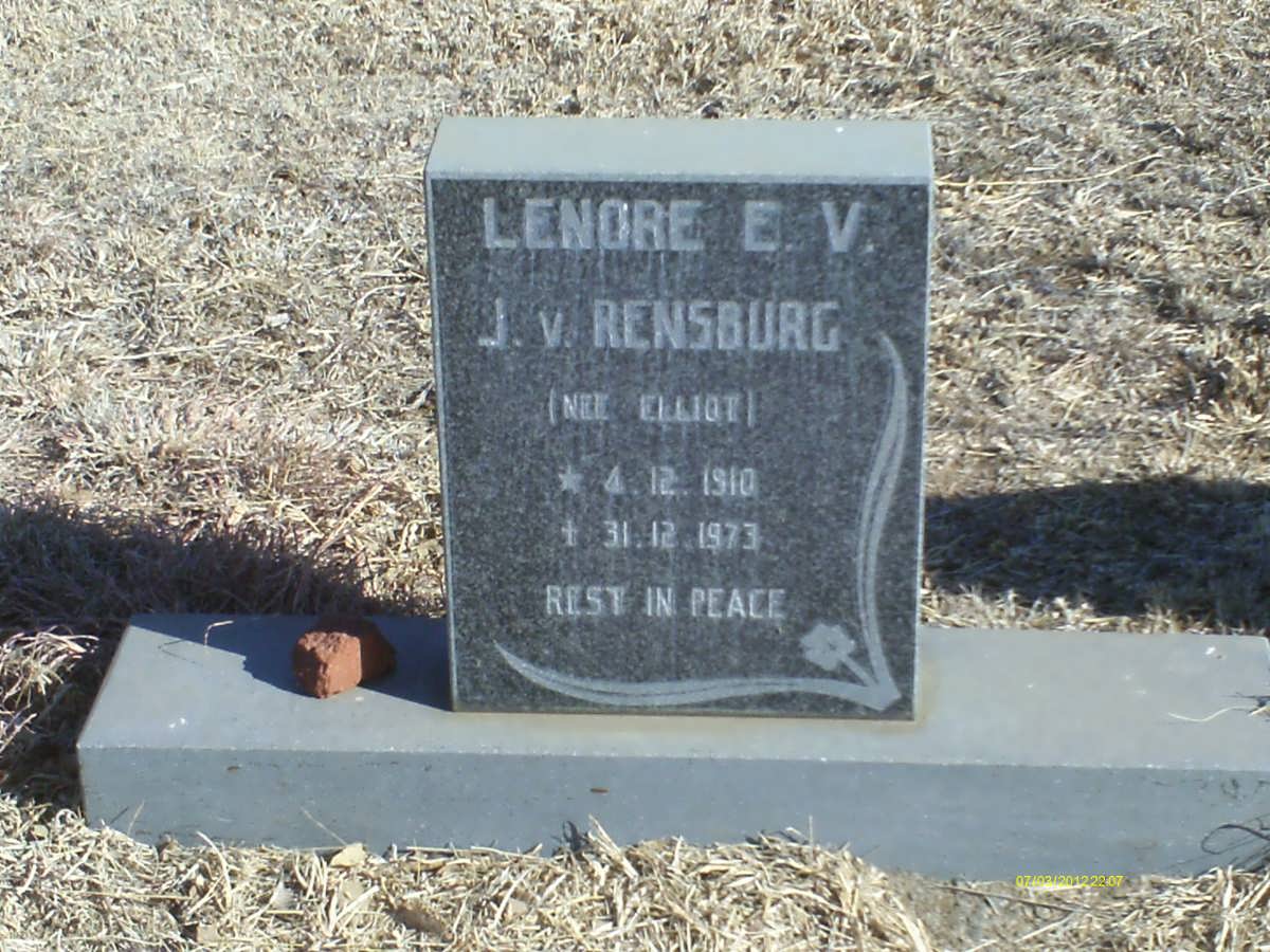 RENSBURG Lenore E.V., J. v. nee ELLIOT 1910-1973