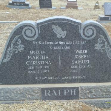 RALPH Joseph Samuel 1921- &amp; Martha Christina 1922-1979