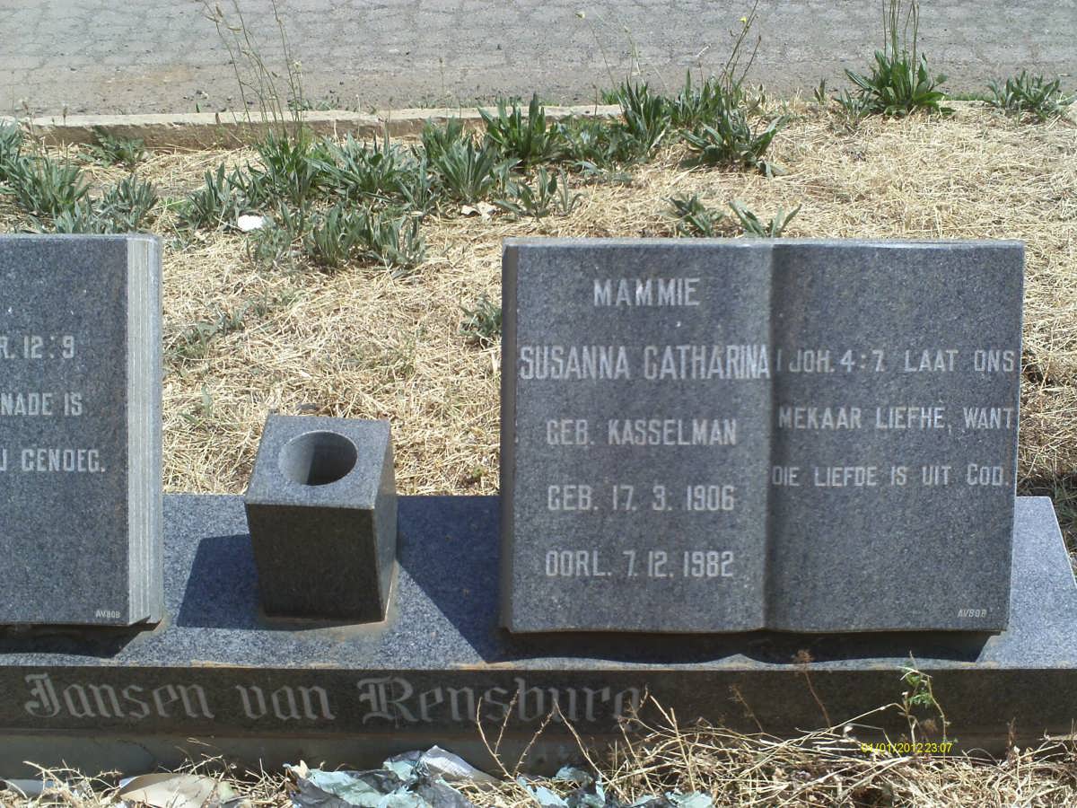 RENSBURG Susanna Catharina, Jansen van nee KASSELMAN 1906-1982