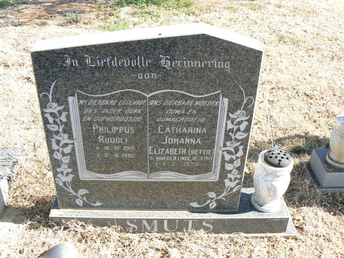 SMUTS Philippus Rudolf 1915-1992 &amp; Catharina Johanna Elizabeth VAN DER LINDE 1917-1995