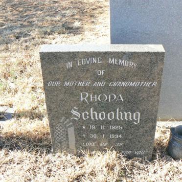 SCHOOLING Rhoda 1925-1994