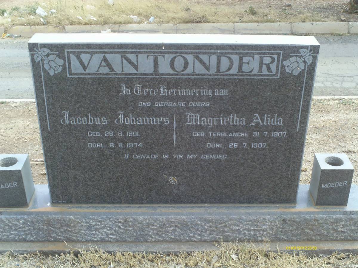 TONDER Jacobus Johannes 1901-1974 &amp; Magrietha Alida TERBLANCHE 1907-1987