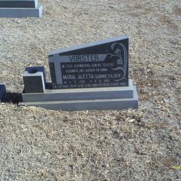 VORSTER Maria Aletta nee VILJOEN 1919-1981