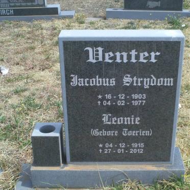 VENTER Jacobus Strydom 1903-1977 &amp; Leonie TOERIEN 1915-2012