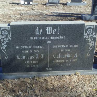 WET Lourens J.C., de 1905-1976 &amp; Catharina J. CILLIERS 1907-1997