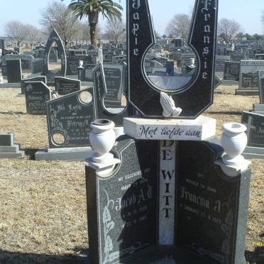 WITT Jacob A.C., de 1920-1985 &amp; Francina J. MARAIS 1923-