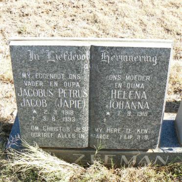 ZEEMAN Jacobus Petrus Jacob 1918-1993 &amp; Helena Johanna 1918-