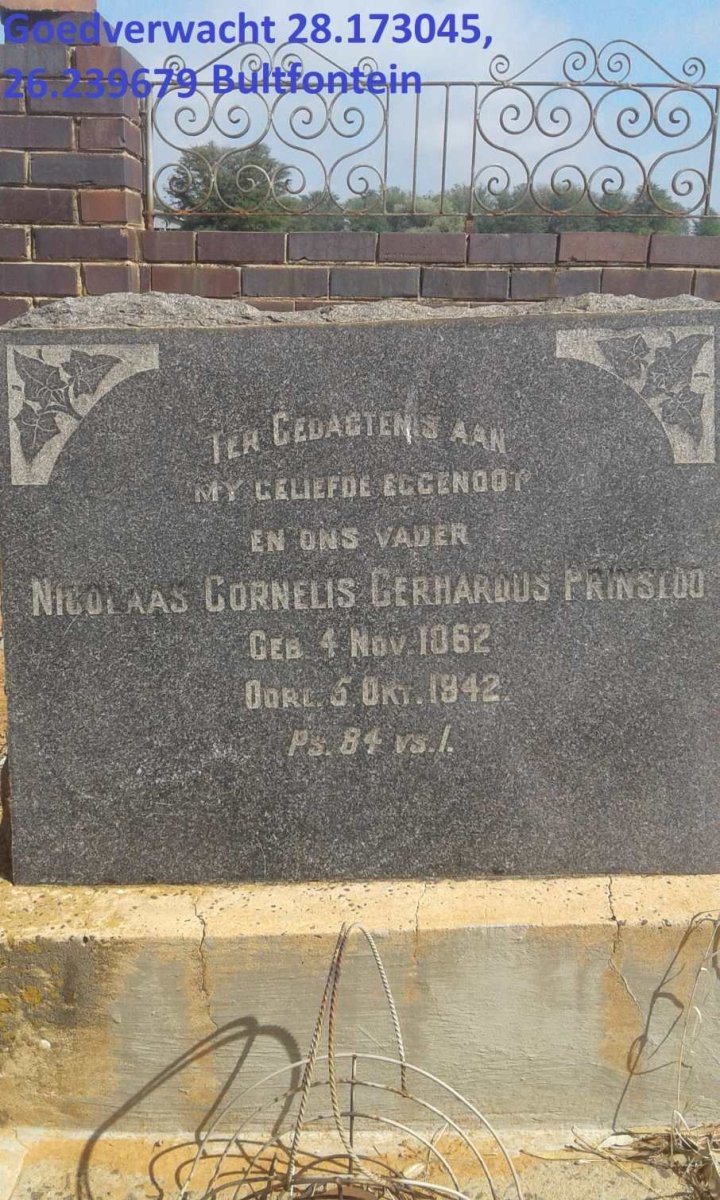 PRINSLOO Nicolaas Cornelis Gerhardus 1862-1942