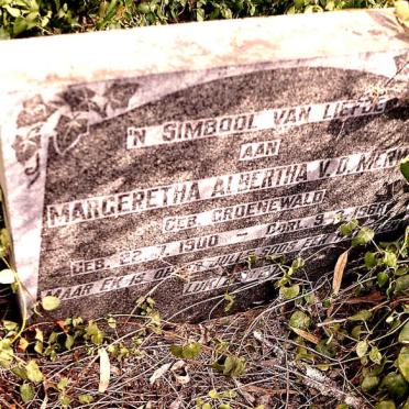 MERWE Margeretha Albertha, van der nee GROENEWALD 1900-1966