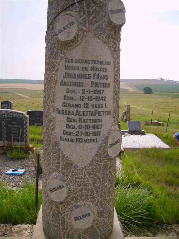PIETERS Johannes Frans Jacobus 1867-1942 &amp; Susara Aletta HATTINGH 1867-1918
