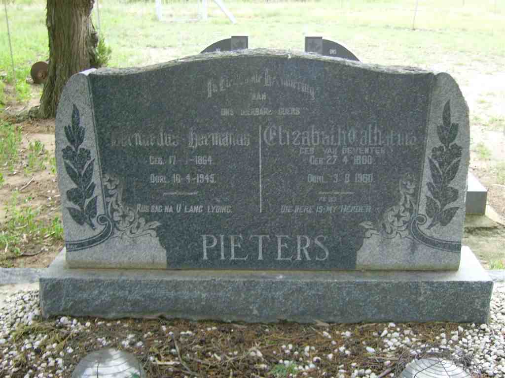 PIETERS Bernardus Hermanus 1864-1945 &amp; Elizabeth Catharina VAN DEVENTER 1880-1960