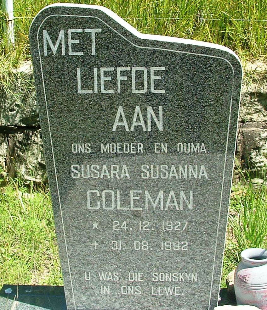 COLEMAN Susara Susann 1927-1992