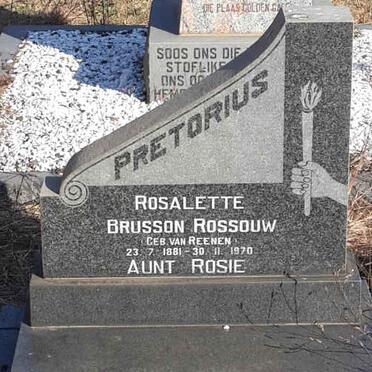 PRETORIUS Rosalette Brusson Rossouw nee VAN REENEN 1881-1970