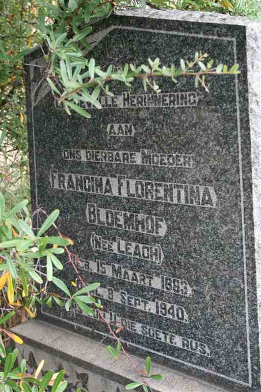 BLOEMHOF Francina Florentina nee LEACH 1886-1940