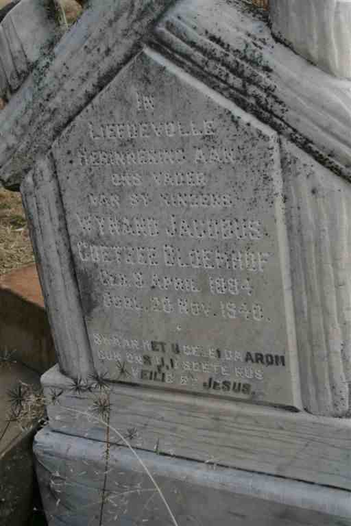 BLOEMHOF Wynand Jacobus Coetzee 1884-1940